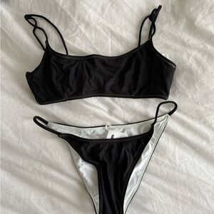Reversible Free People Black/white Bikini Set never worn top Xs, bottoms small